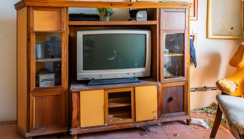 damaged entertainment center
